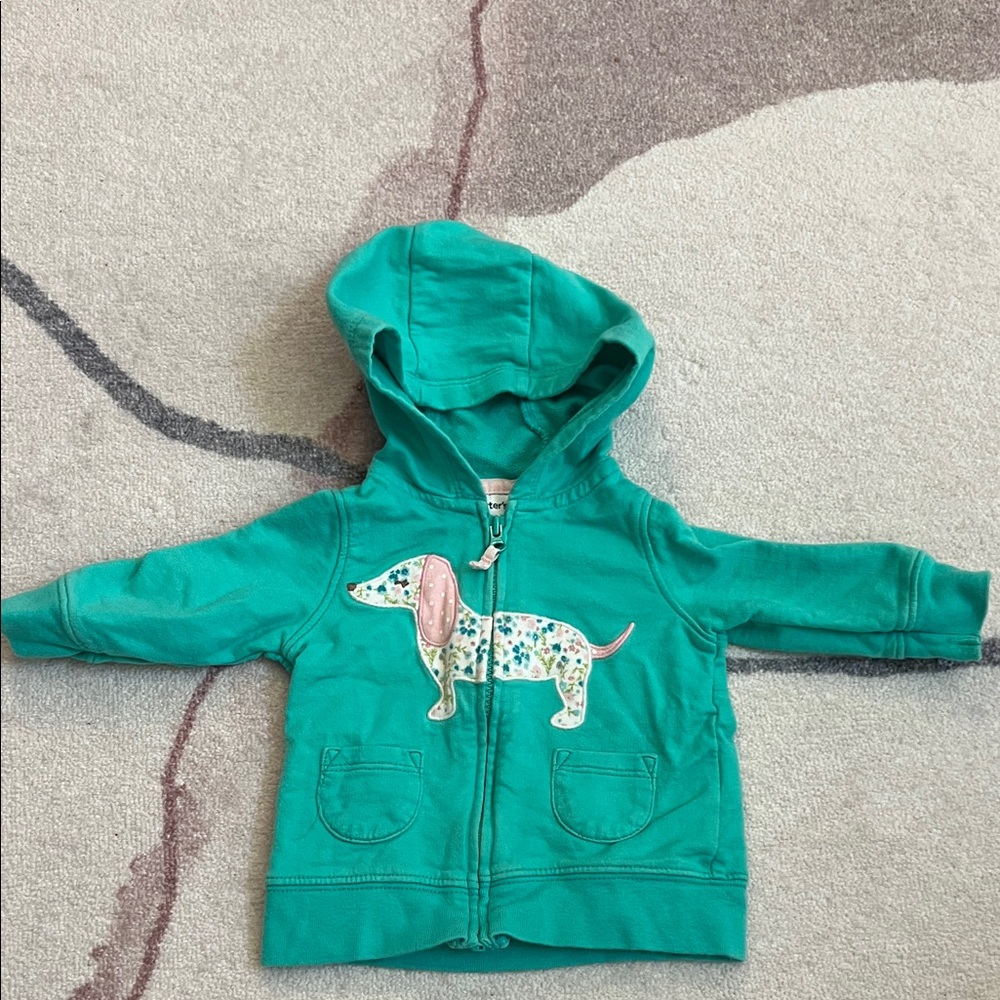 Carter's Green Hoodie with Dog Design